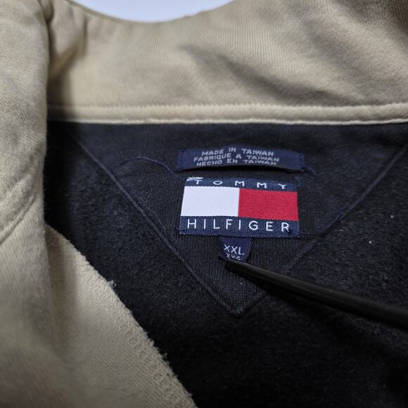 Vintage Tommy Hilfiger 85 Patch Logo 1/4 Zip Sweatshirt 90s Men's 2XL - Picture 3 of 8